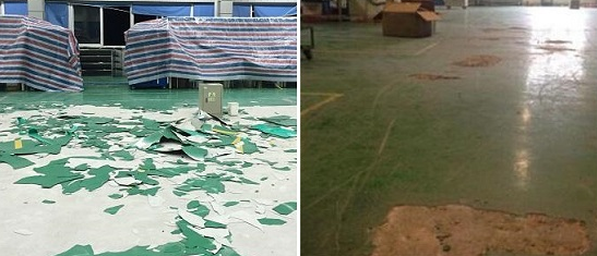 地坪脱落,划痕、起壳 地坪脱落,划痕、起壳